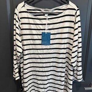 Brand New Market & Spruce Women's 2X Black/White Long Sleeve Blouse